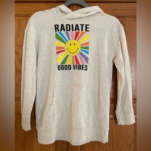 Popsugar/Old Navy Collab Smiley Face Oatmeal Heather Hoodie Kids Size L 10/12